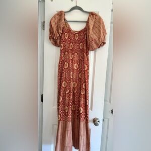 Puff sleeve smocked maxi dress